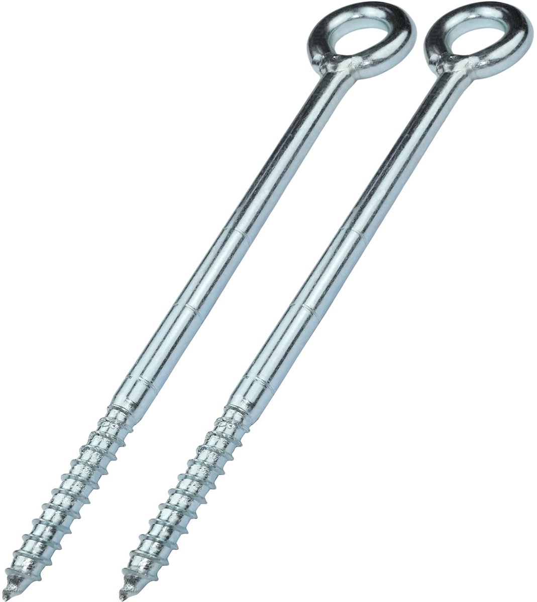 set met 2 schroefhaken oogring Ø12x230mm voor buissteigers - houten net - wandbevestiging - van staal - kleur zilver