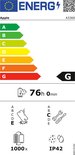 Energie-etiket van Apple met klasse G, 76 uur batterijduur, 1000x opladen, IP42.