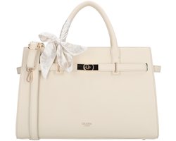 Charm London The Hamptons Shopper - Handtas - Schoudertas - Dames - Sjaaltje - Ritssluiting - Schouderband - Tote Bag - Dames Tas - Crème