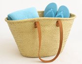 Ibiza Strandtas - 100% Natuurlijk Materiaal - Riet - Boodschappentas - 50 (L) x 18 (D) x 45 (H) cm - Lange Hengsel - Gevlochten - Handgemaakt - Big Shopper