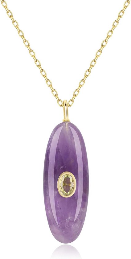 Ketting DeLuxe Druppel 'Aida' - Light Turquoise, Rosé- verguld | Shiny Happy Pebble