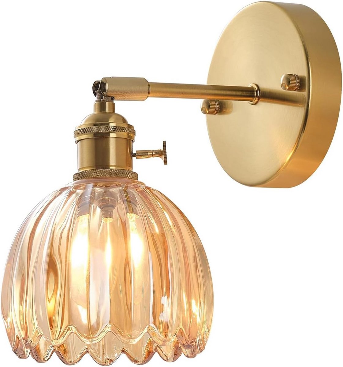 Verstelbare Vintage Wandlamp met Gouden Accent voor Slaapkamer en Woonkamer
