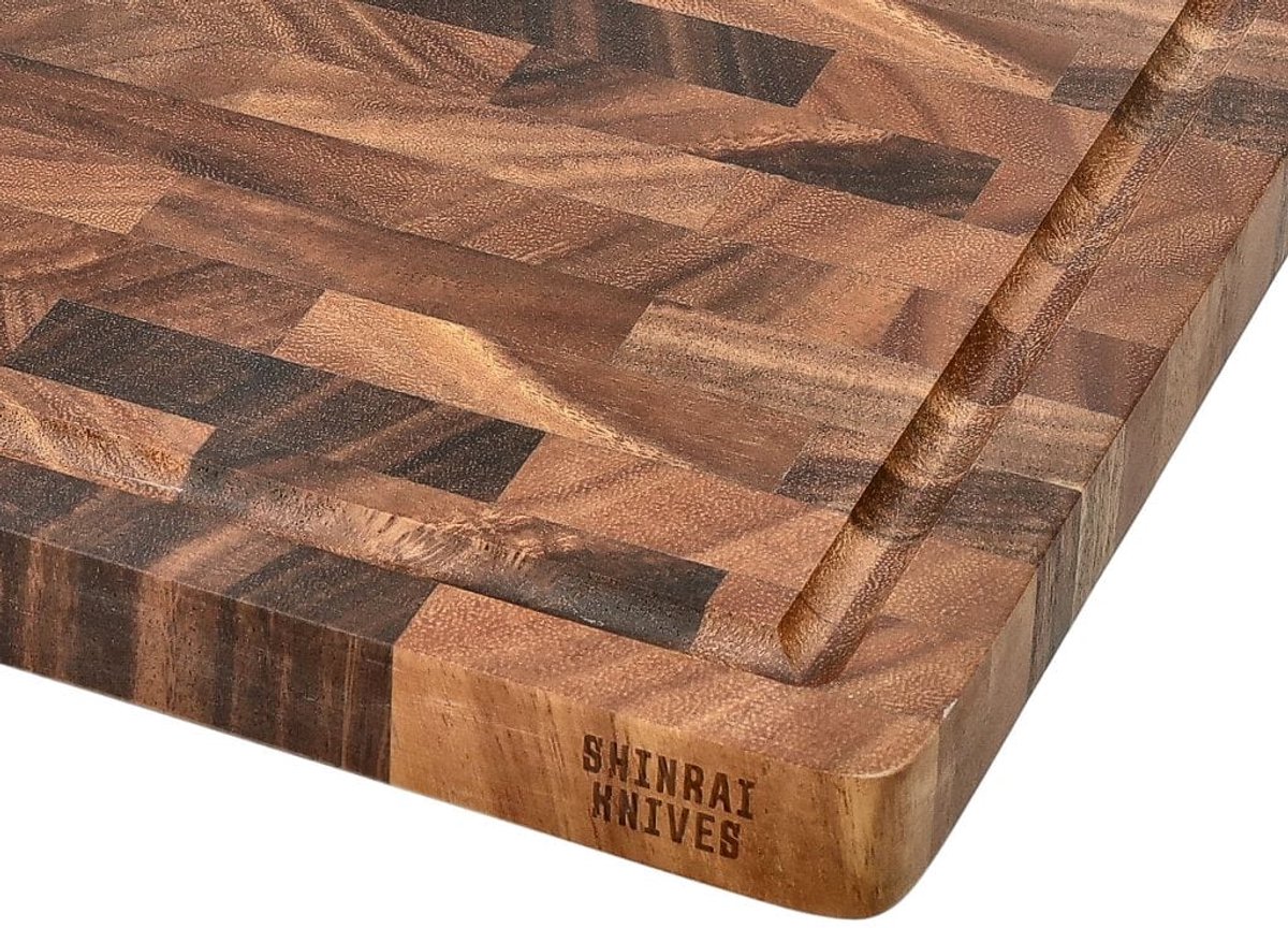 Shinrai Knives - Luxe Snijplank Walnotenhout - Kopshout - 35 × 25 × 2.5 cm