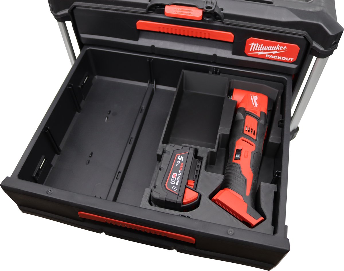 Milwaukee Packout 3/2 lades kist inzet – 3D geprint voor BMT Multitool M18 - Gereedschapskoffer insert | Professioneel ontworpen organizer | Packout accessoire