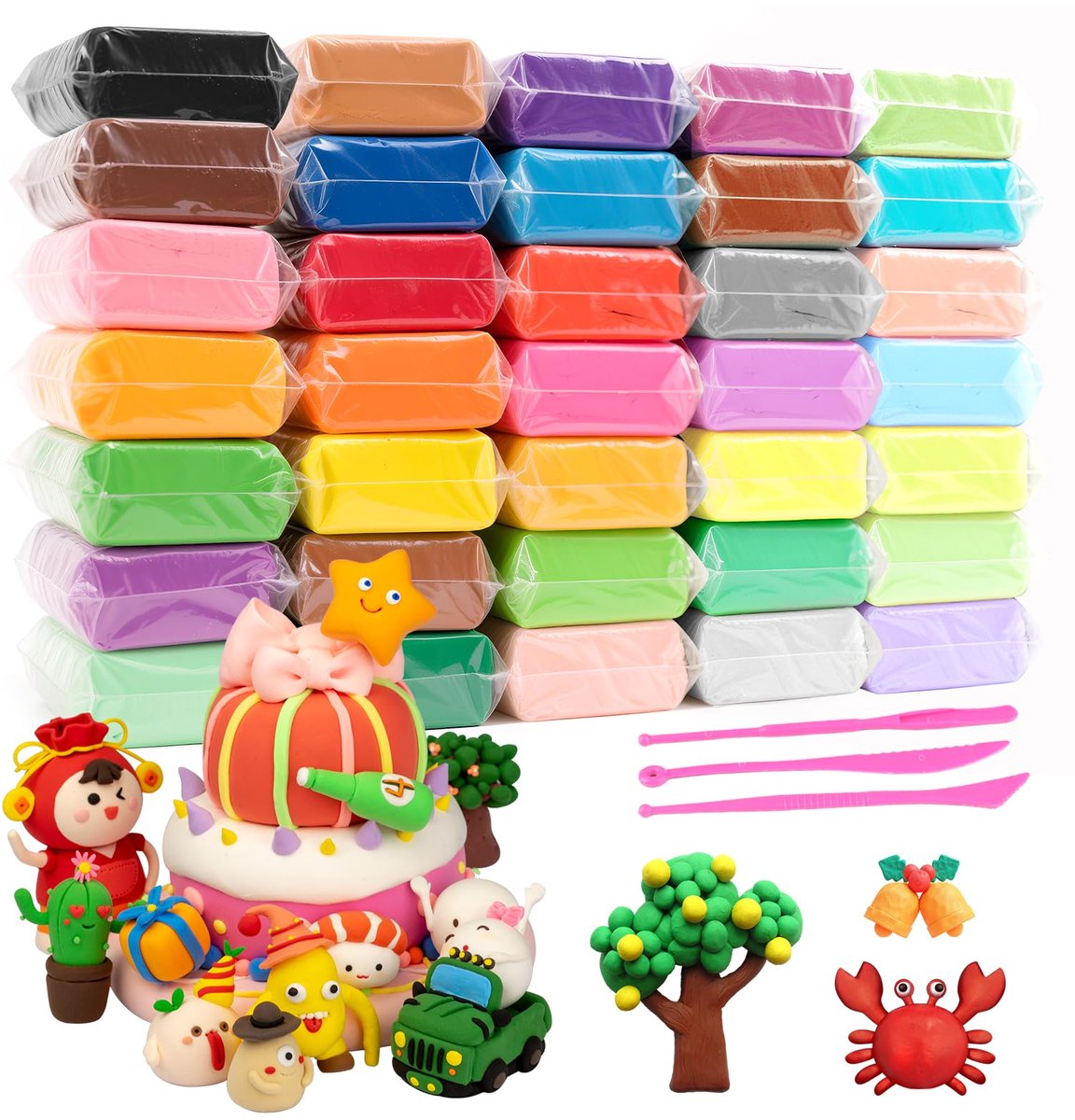 IMPERATORIS® Boetseerklei - Polymeer Klei - Een Ideaal Cadeau voor Schooljongens en Meisjes - Herbruikbaar - Uitwasbaar - 36 Kleuren