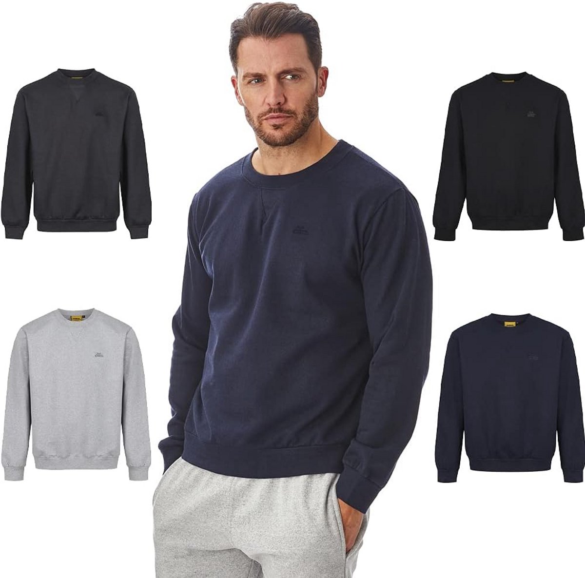 Heren Sweatshirt Ronde Hals Comfortabele Flexibele Fleece Trui van Gerecycled Materiaal
