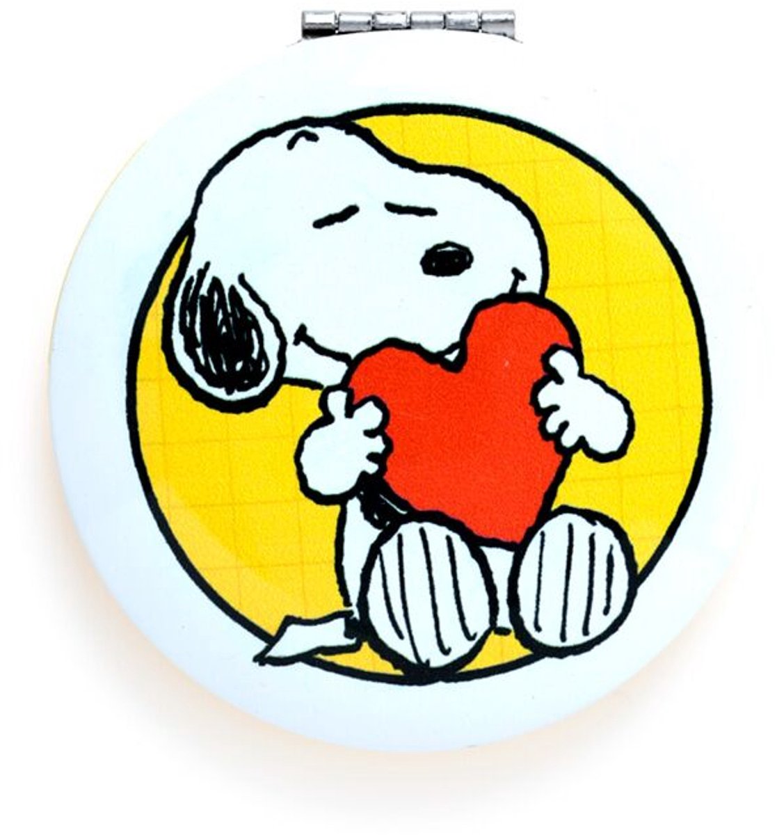 Zakspiegeltje Compact Make Up - Peanuts Snoopy & Woodstock Wit/Geel - 7cm