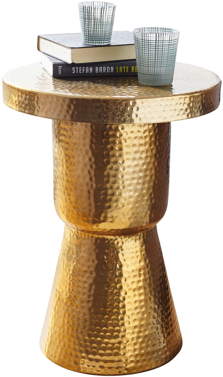 Design bijzettafel DELYLA 43x59x43 cm aluminium goud | Decoratie tafel oosterse rond | Designtafel design metaal modern | Kleine tafel | Kleine Hammerschlag Abstelltisch