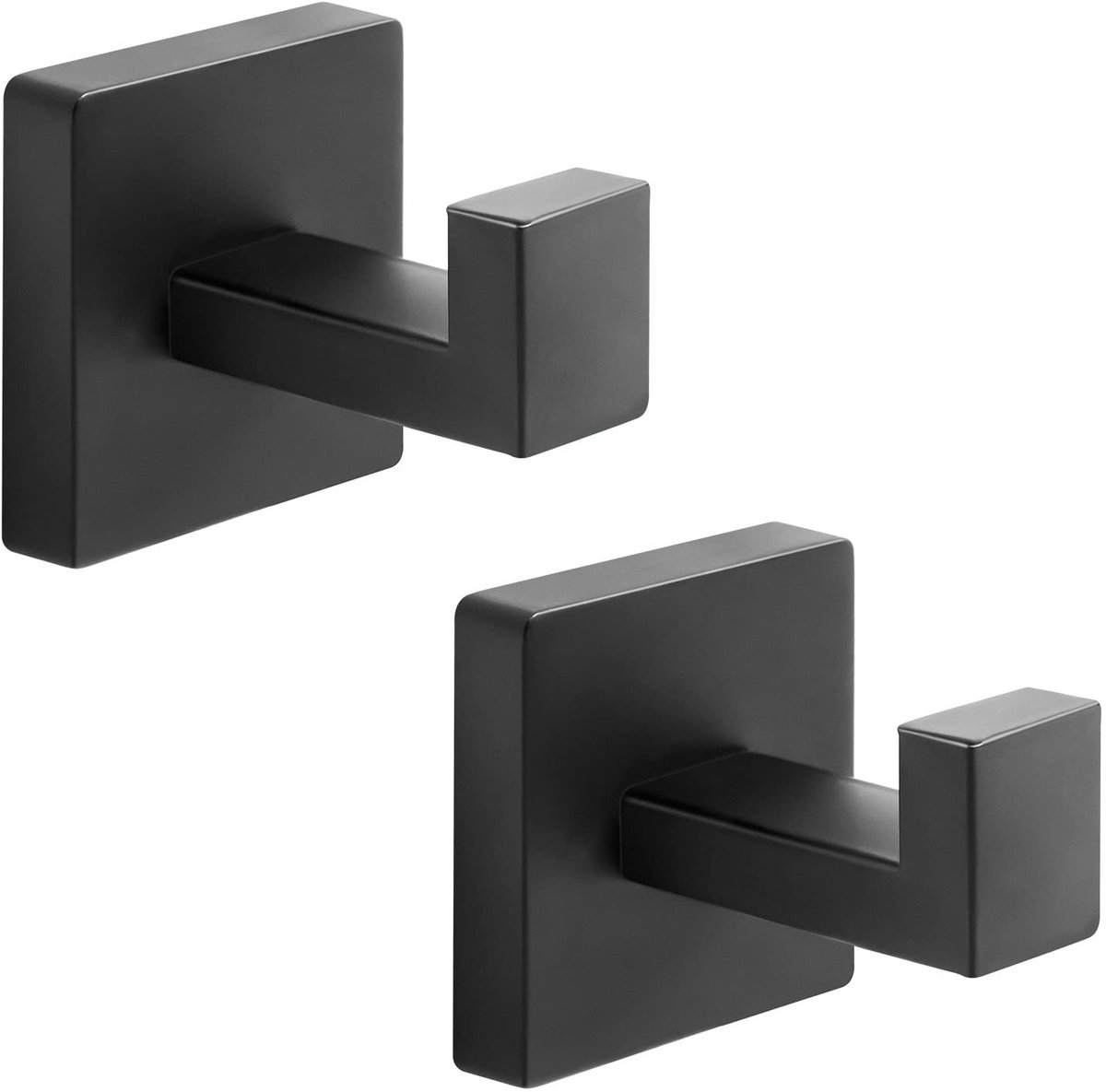 2 stuks - handdoekhaken - Handdoekhaken - Punch-hole type - Multifunctioneel - Wandhaken - 304 roestvrij staal - Vierkant - Voor het ophangen van jassen, kledingstukken, kledinghaken - Zwart