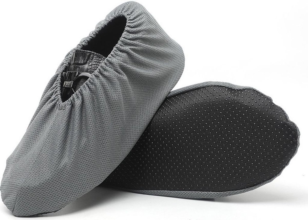 [Verpakking van 3] Antislip, wasbare, herbruikbare schoenovertrekken, verdikte stofwerende overtrekken voor binnenschoenen, grijs.