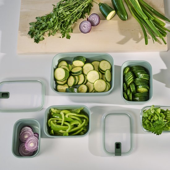 Mepal Glazen Vershouddoos EasyClip - 700 ml - Glazen vershoudbakjes met schuifsluiting - Geschikt voor magnetron, (stoom)oven, koelkast en vriezer - Nordic sage van Merkloos — afbeelding 2