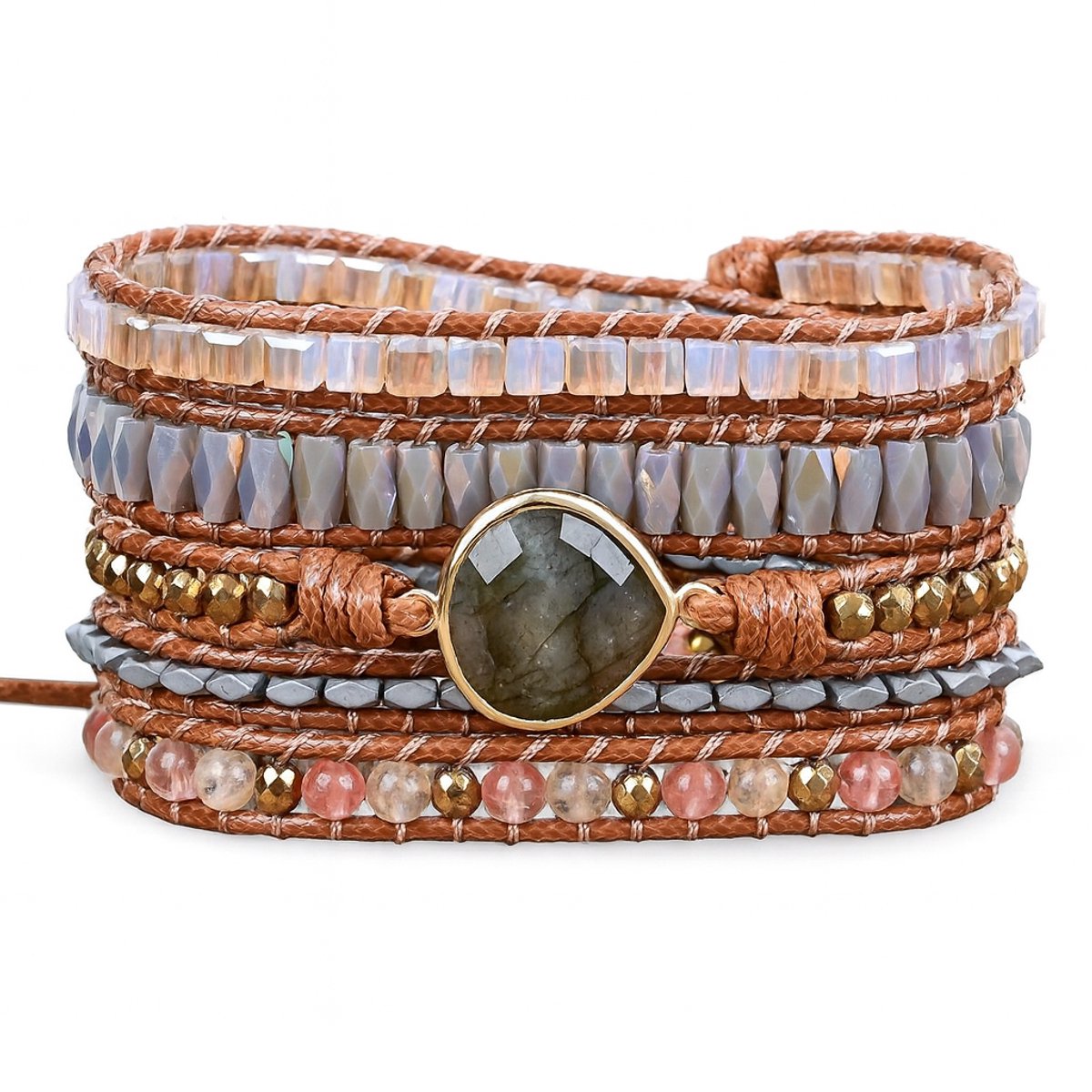 Marama - Wikkelarmband Bohèmian Sun Crystal - Handgemaakt - Uniek design