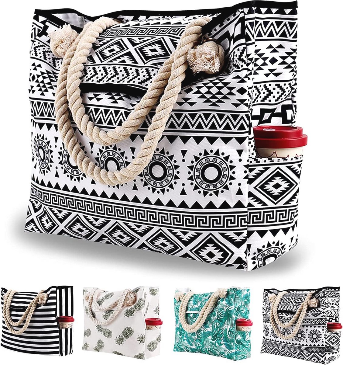 Extra Grote Waterdichte Strandtas Dames - Opvouwbare Shopper met Magnetische Gesp voor Strand en Zwembad