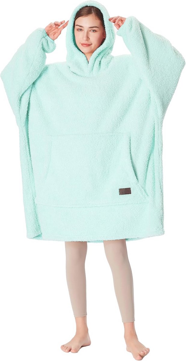 Oversized sherpa hoodie-deken - Warme en comfortabele knuffeldeken met capuchon voor dames en heren