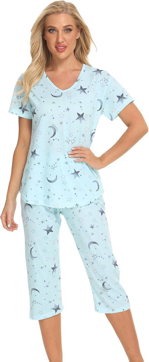 Vrouwen Loungewear Pyjama Set Mouwloos met Capri Broek