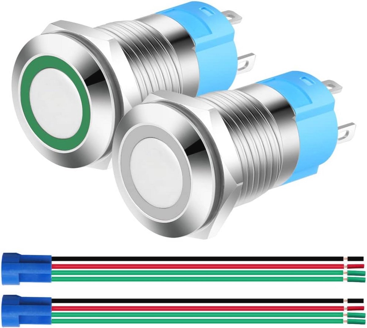 Duurzame Roestvrijstalen Momentane Drukknop 12mm - Waterdichte SPST Schakelaar voor 12V-24V