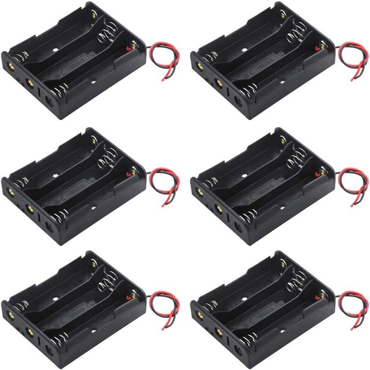 6 Stuks 3 x 3,7 V 18650 Batterijhouders met Draadverbindingen voor Elektronische Projecten