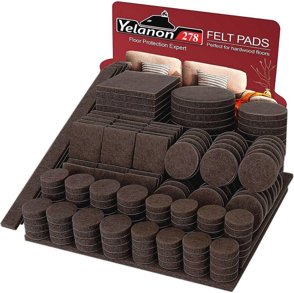 Vilten Meubelpads - 278 Stuks Zelfklevende Anti-Kras Vloerbeschermers voor Meubelpoten - Bruin