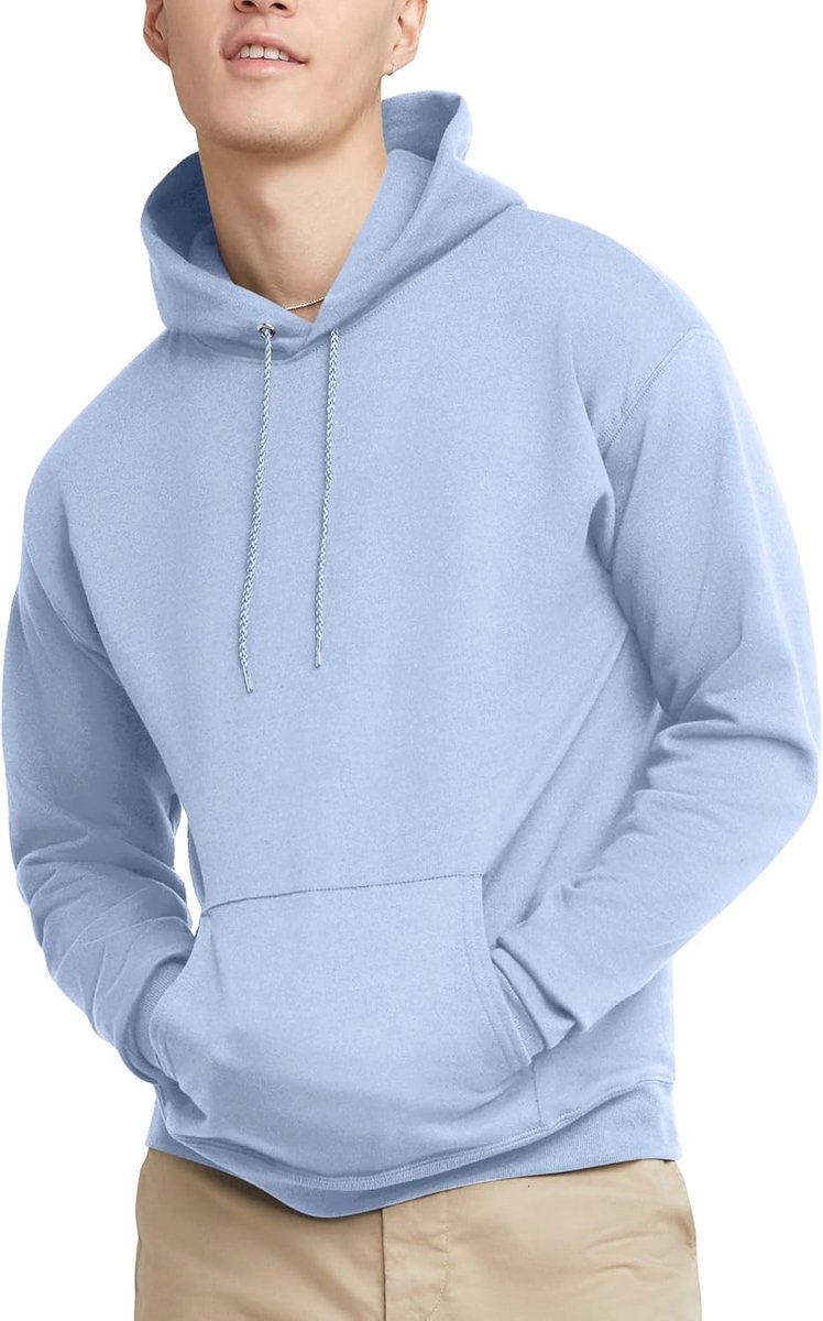 Fleece Hoodie voor Mannen, Lichtblauw, Medium
