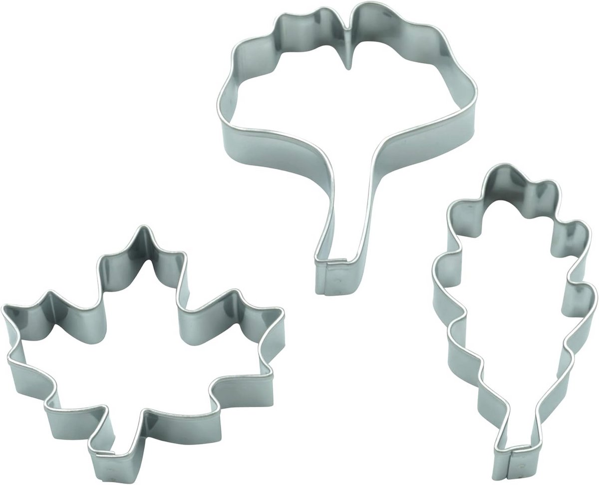 Set van 3 Bladeren Uitsteekvormen van Roestvrij Staal - Perfect voor Herfstkoekjes