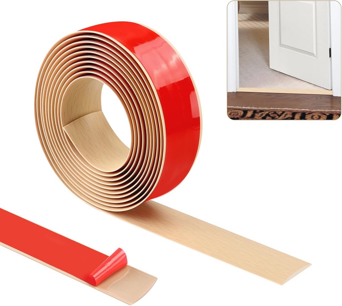 Overgangslijst 400 cm x 5 cm - Zelfklevend Vinyl Vloerprofiel voor Laminaatvloeren