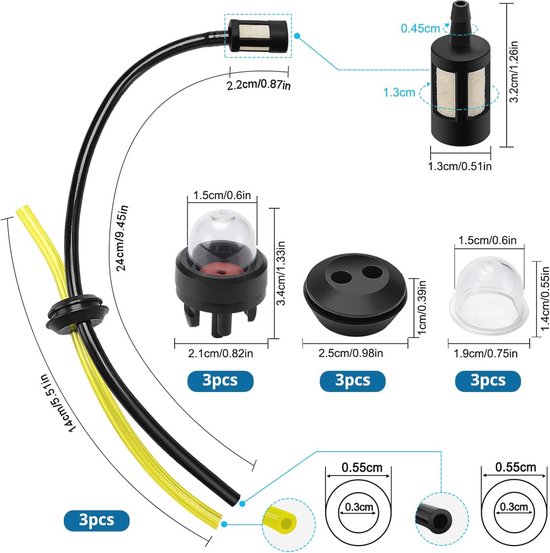 3 sets universele brandstoffilterset, benzineslang, rubberen bosmaaier, filterprimer, brandstoftankpakking voor grasmaaier van Merkloos	 — afbeelding 5