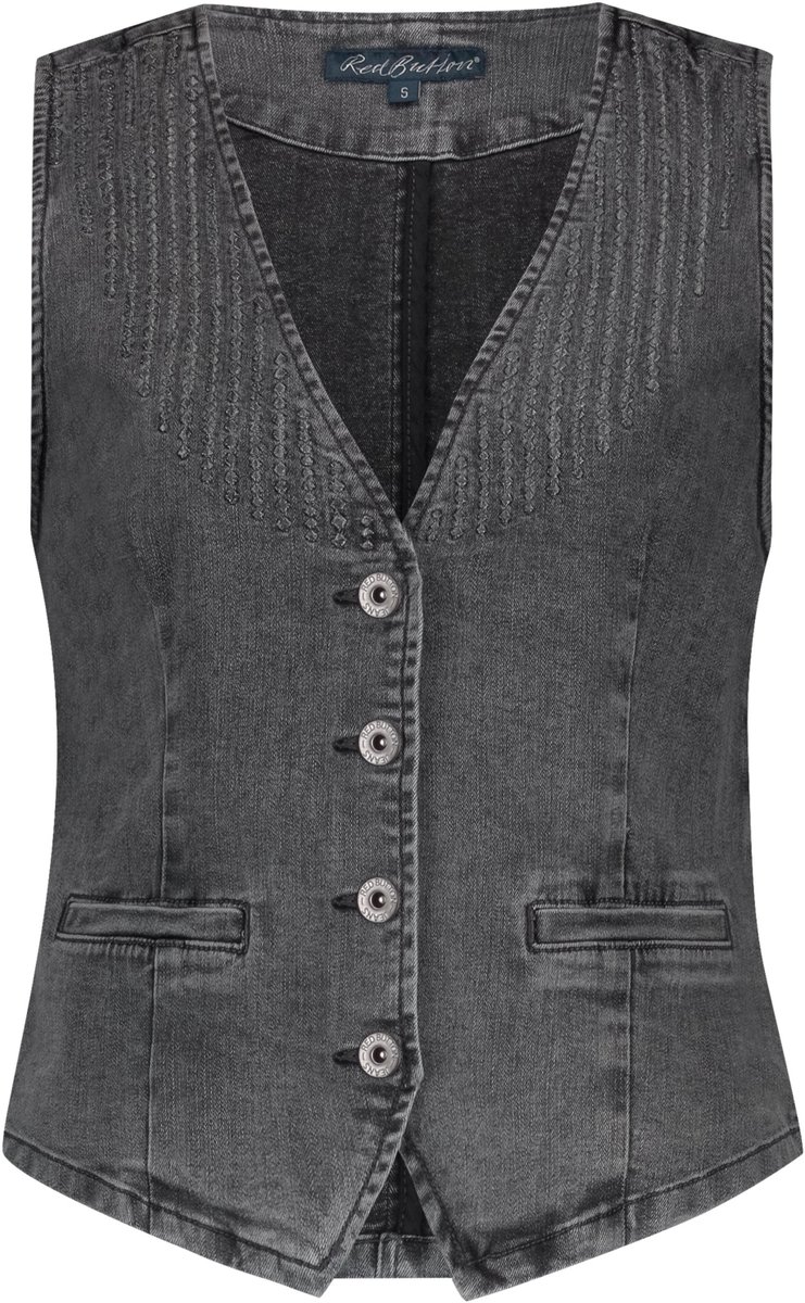 Red Button Gilet Waistcoat Embroidery Srb4601 Grey Dames Maat - XS