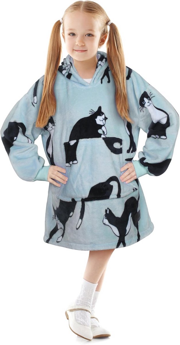 Oversized Kinderhoodie Deken voor Meisjes en Jongens - Pluizige Sherpa Draagbare Deken