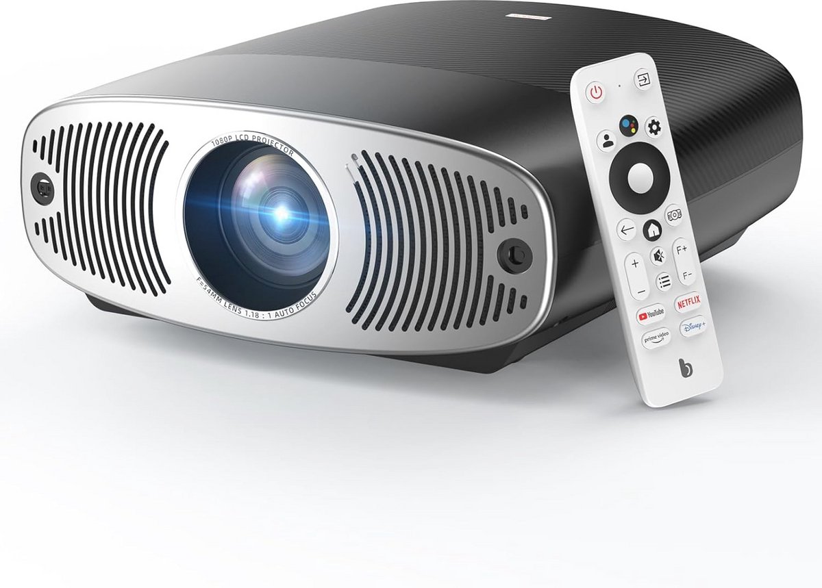 4K Smart Beamer met Android 9.0 en Google TV - Videoprojector met Autofocus & Dolby Audio