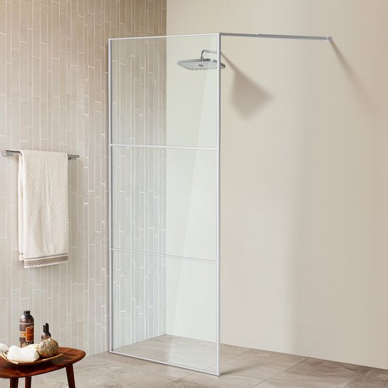 Paroi de douche 100 x 200 cm - Argent - Douche à l'italienne - Verre de sécurité 5 mm