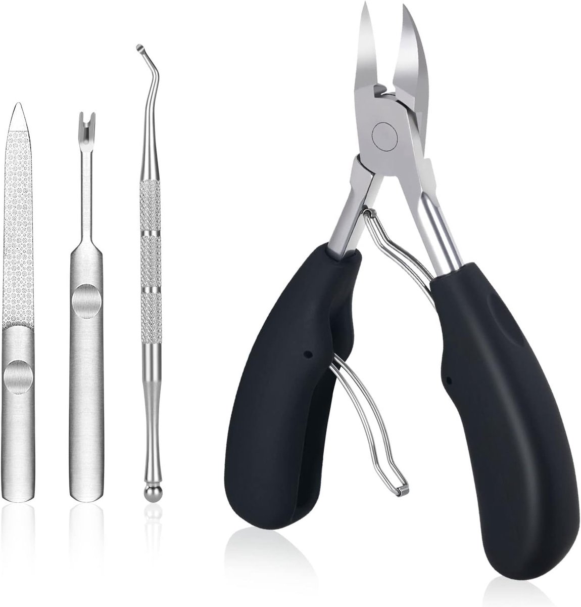 Nail Clippers Set - 4PCS Stainless Steel Tool for Thick Toenails, Pedicure, and Ingrown Nails