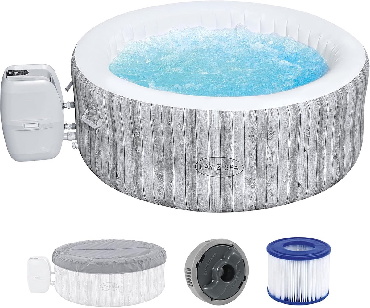 Opblaasbare Jacuzzi Spa – Altameubel Premium Fiji AirJet Spa 180×66 cm – 4-Persoons Bubbelbad – 120 AirJets – Verwarming 40°C – Vorstbeveiliging – Complete Set met Thermo-Cover & Filterpomp