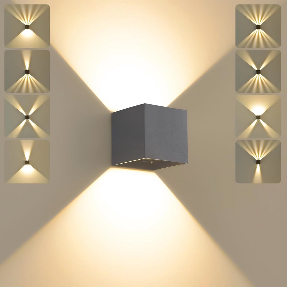 Moderne led-wandlamp voor binnen en buiten, 12 W, warmwit, IP65, instelbare stralingshoek, perfect voor tuin en entree
