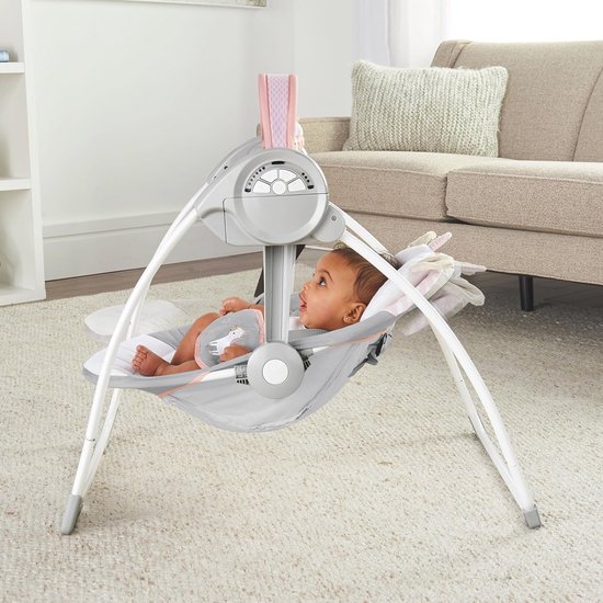 Draagbare Babyschommel met Vlinder en Eenhoorn, Roze — afbeelding 4