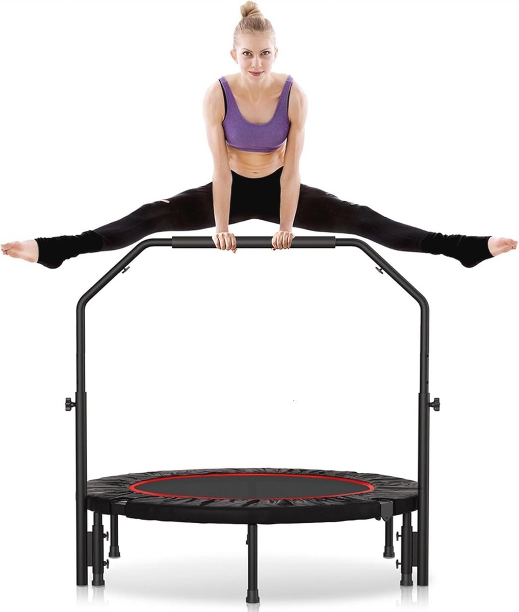 Mini Trampoline voor Volwassenen - 450 lbs Fitness Rebounder met Verstelbare Handgrepen voor Binnen en Buiten