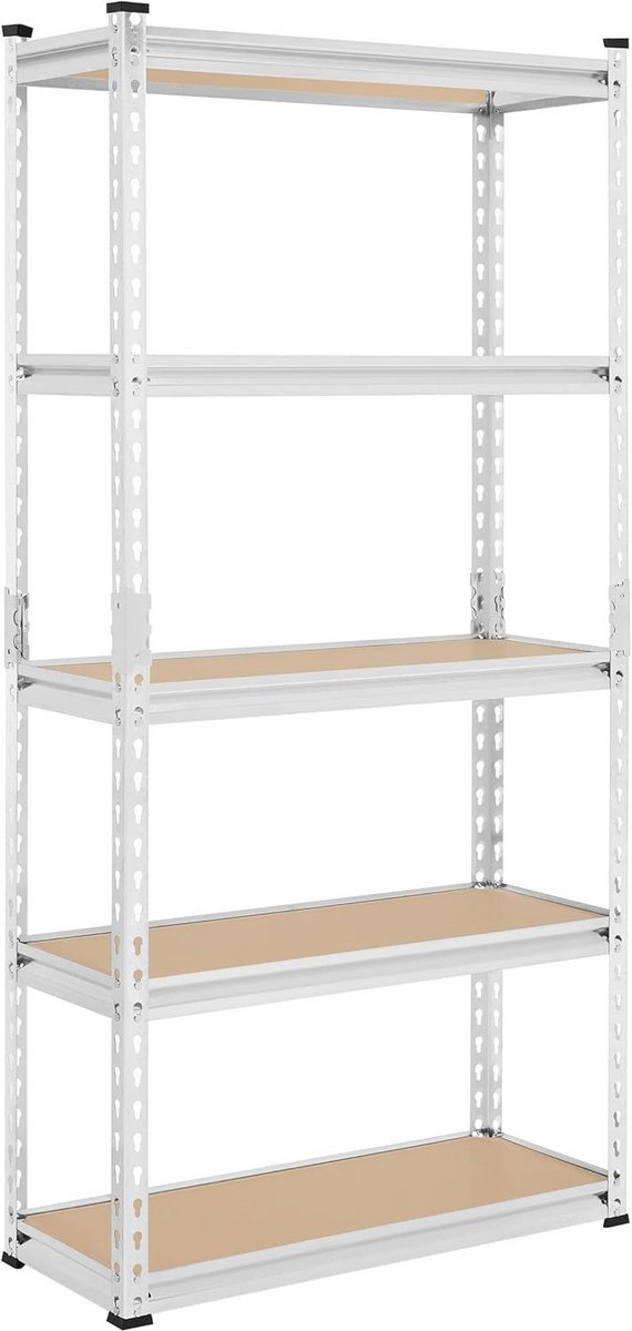 Heavy Duty Metalen Rek 150 x 70 x 30 cm - Tot 875 kg Draagkracht, 5 Verstelbare Planken, Ideaal voor Werkplaats en Opslag