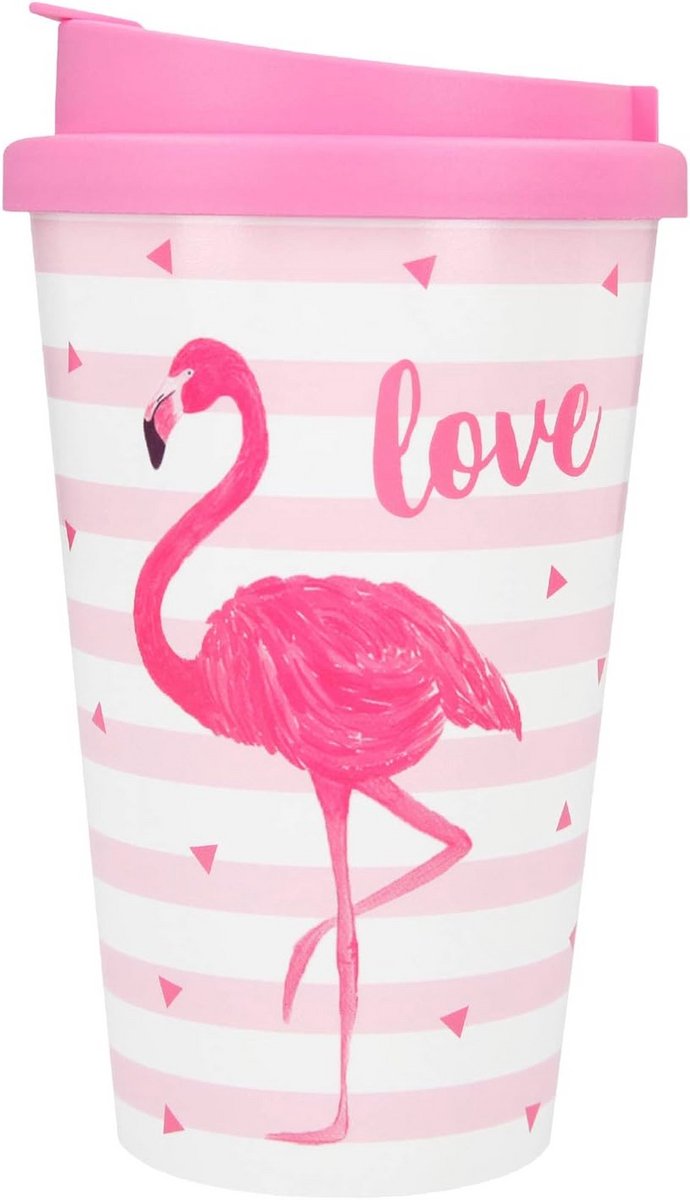 Herbruikbare To-Go Beker 350 ml met Spreuk - Flamingo Design