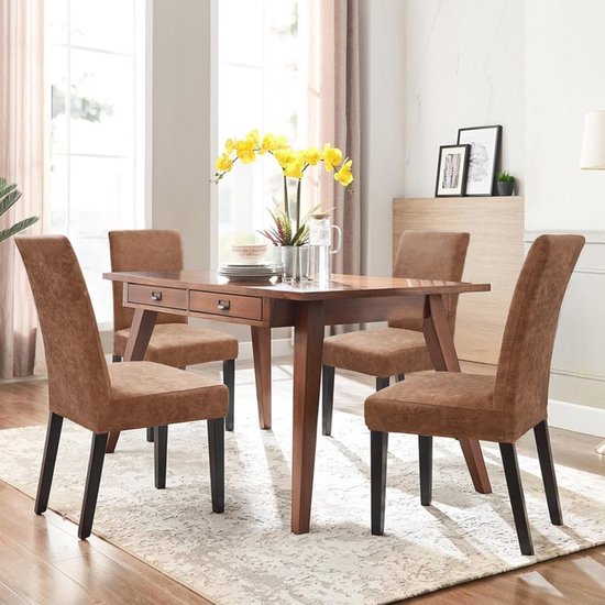Elastische stoelhoezen set van 4/6 voor eetkamerstoelen - Vintage PU stretch - Wasbaar en afneembaar van Merkloos — afbeelding 3