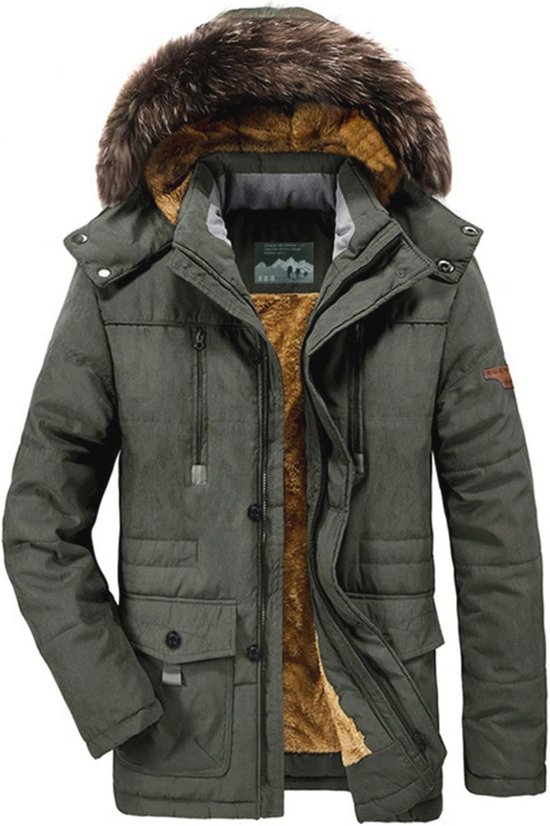 BININBOX Warme winterjas voor heren, parka, gevoerde katoenen mantel