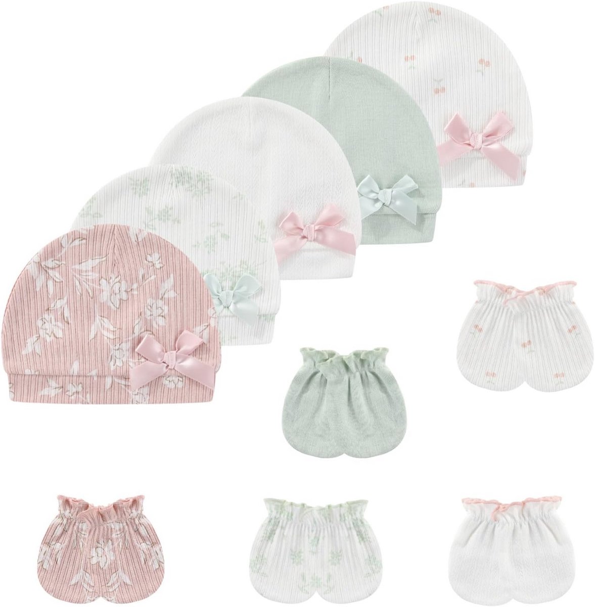 Babymutsen en wantenset voor 0-6 maanden - Katoenen muts en handschoenen zonder krassen