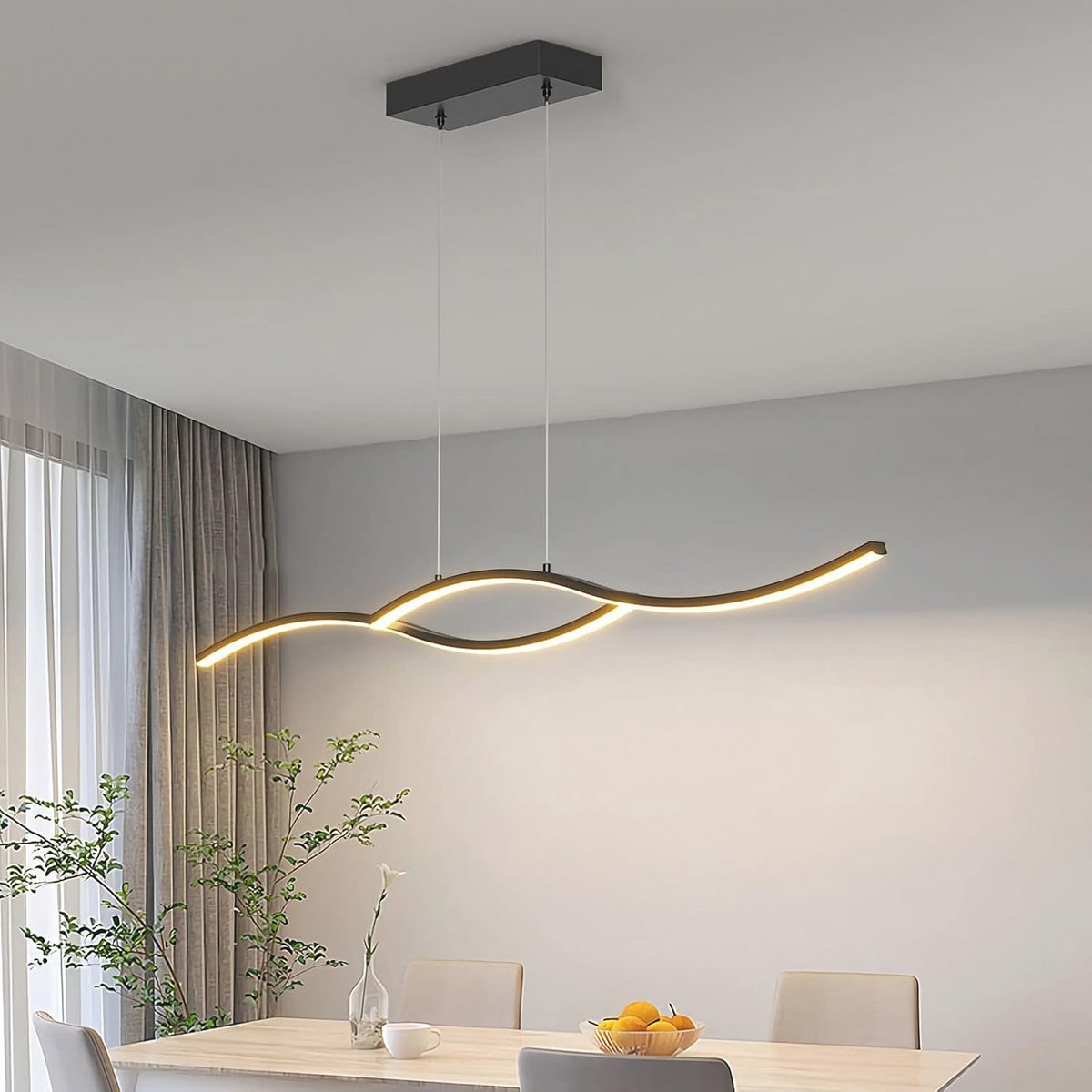 Moderne Dimbare LED Hanglamp in Wave Design voor Eettafel