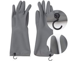 Verbeterde, verdikte afwas handschoenen (3 paar) met antislip honingraatgrepen, ophanglussen, nauwkeurige maat, eenvoudig te gebruiken, herbruikbaar, waterdicht, ideaal voor het schoonmaken van keukens en badkamers.