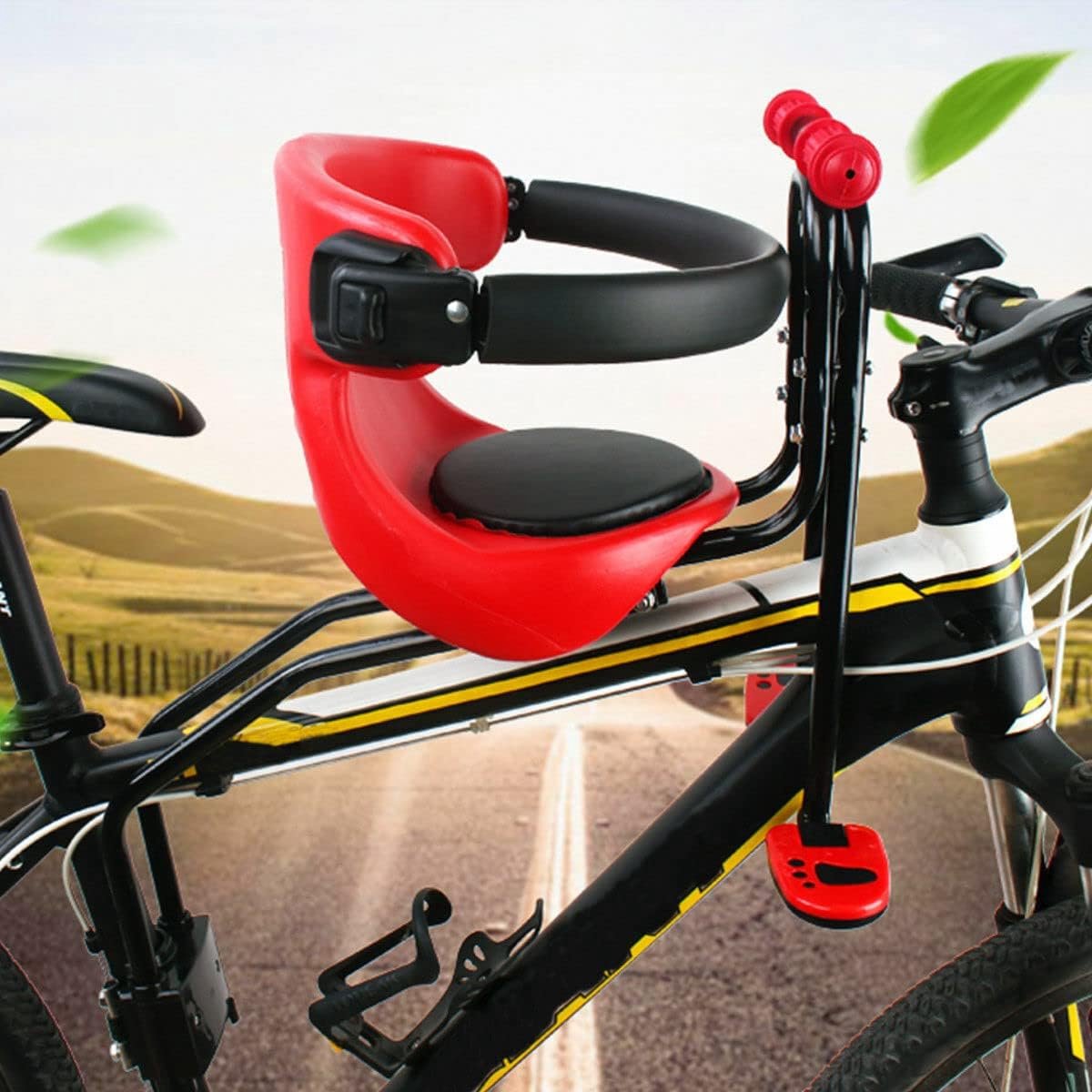 Kinderzitje Fiets Voorop Veilig en Verstelbaar met Handgreep en Voetensteun Max 30 kg