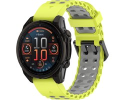 Strap-it siliconen 'Wave' sport bandje - geschikt voor Garmin Fenix 8 (Pro-E-47mm) - Fenix 7 & 6 (Solar-Pro) - Fenix 5 (Plus) / Forerunner 970-965-955-945-935-745 / Epix Gen 2 -Pro 47mm/Quatix 7- 8 / Fenix 8(Pro/E)- Limoen/Donkergrijs
