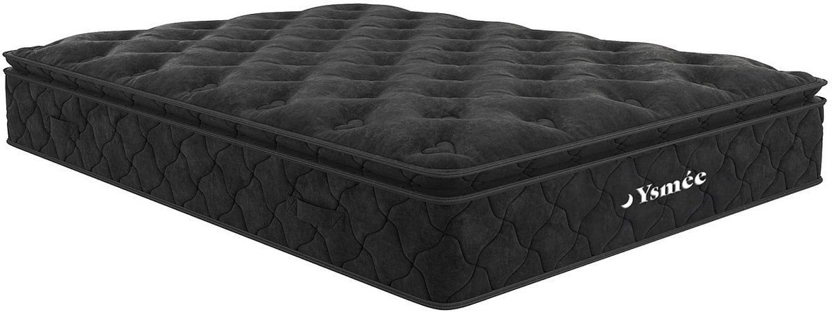 Vente-unique Set 180 x 200 cm bedbodem met opbergruimte, wit + matras met pocketveren met ingebouwd dekmatras van 28 cm dik - BLACK DREAM van YSMÉE