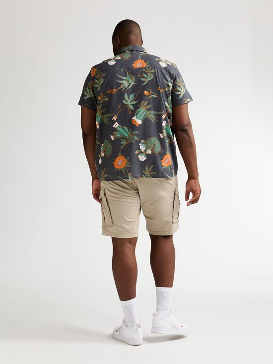 Petrol Industries - Heren Plus Size overhemd met all-over print Nomad - Zwart - Maat 4XL