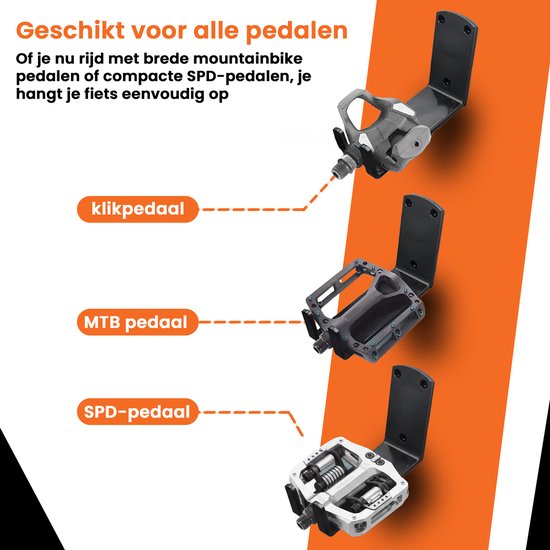 Fiets Ophangsysteem - Fiets muurbeugel - fiets haak - fiets ophangbeugel - fietsrek - Race fiets - Mountainbike - zwart van Fiets. — afbeelding 3