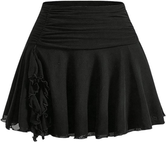 GORGLITTER Korte damesrok met ritssluiting, sexy drop-waist, minirok, A