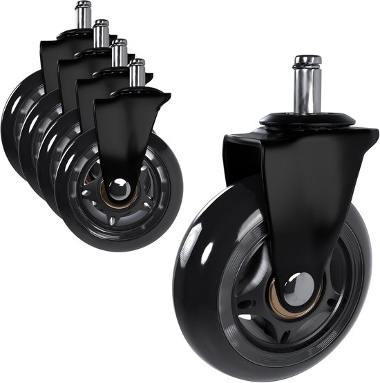 kwmobile 5x bureaustoelwieltjes - Zwenkwielen voor meubels - Set van 5 - Diameter 10/50 mm - Vervangende kunststof wieltjes - 360° draaibaar - Wit