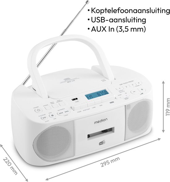 Medion DRX-1 Plus Boombox (draagbare DAB & FM-radio